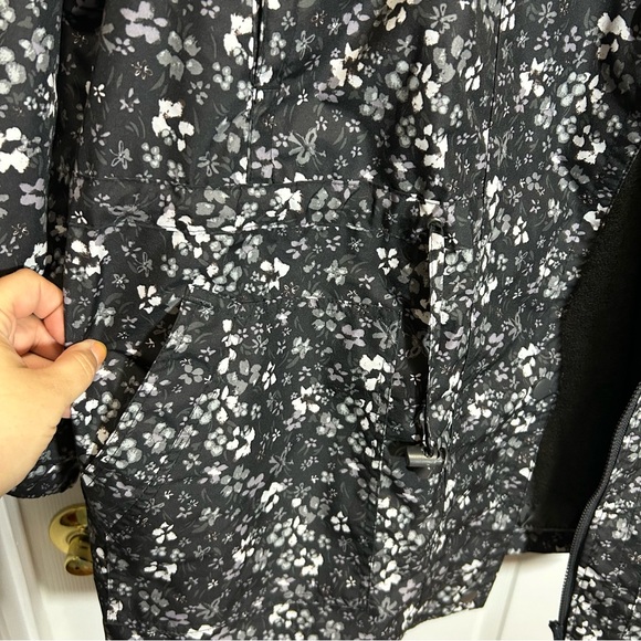 Woman Within Black Floral Removable Liner Rain Jacket - Picture 4 of 9